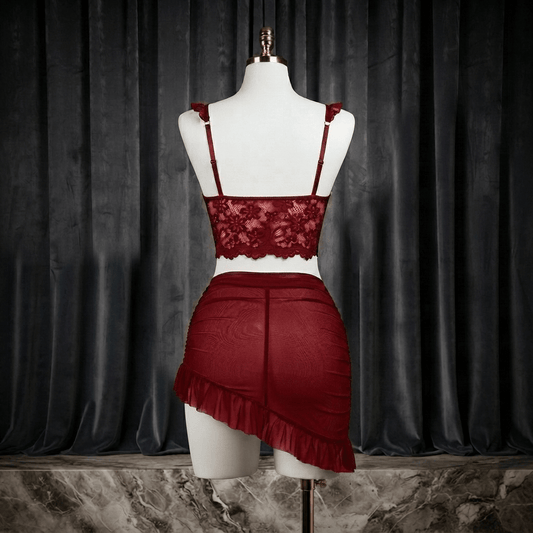 Lace Ruffle Skirt Set - Romantic Night - Arosha