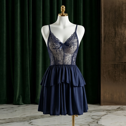 Lace Ruffle Babydoll Nightdress - Romantic Glam