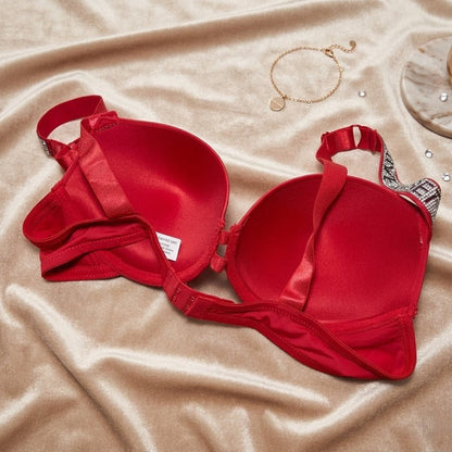 Crystal - Embellished Luxe Push - Up Bra for Radiant Confidence and Support - Arosha