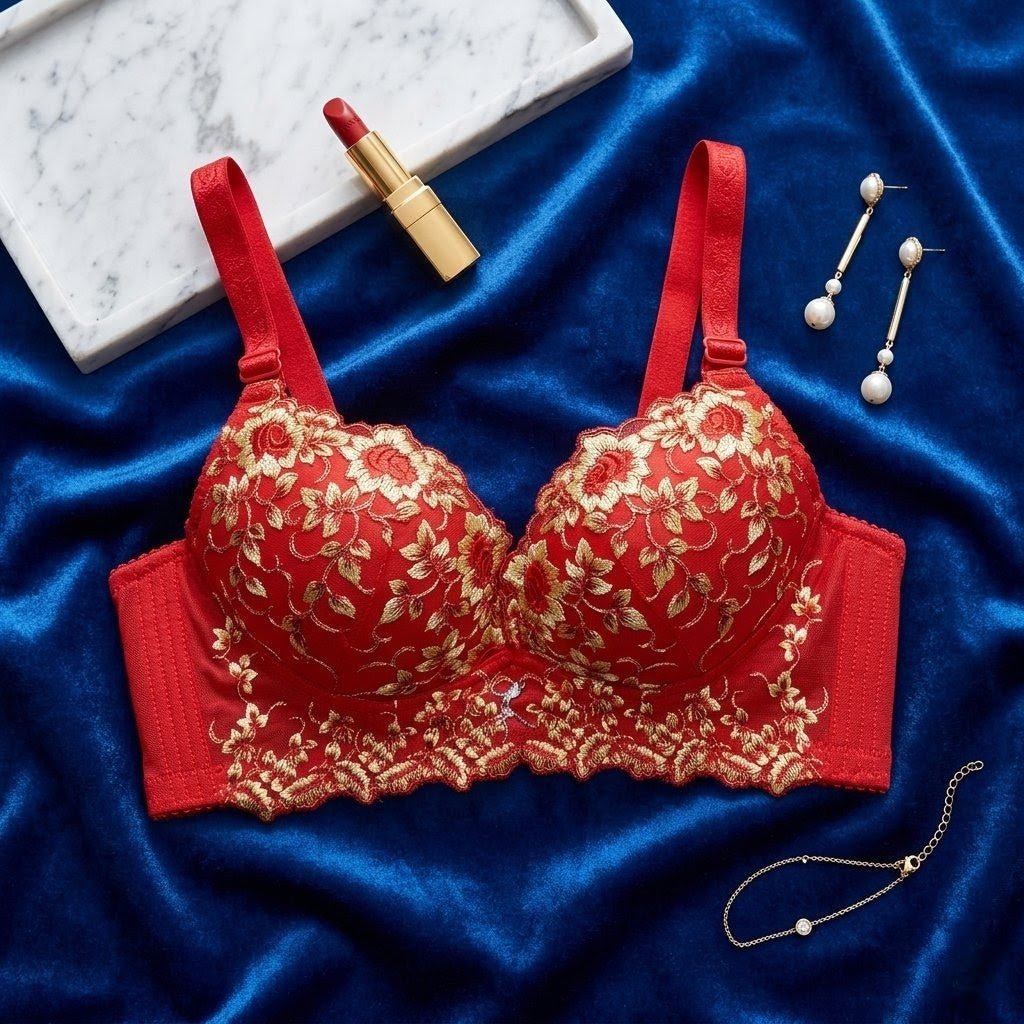 Elegance Embroidered Floral Lace Full Coverage Push - Up Bra - Arosha