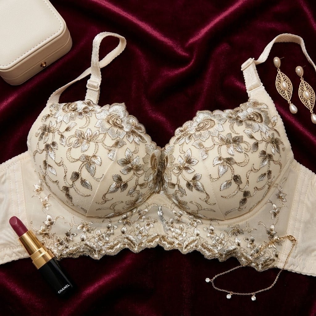 Elegance Embroidered Floral Lace Full Coverage Push - Up Bra - Arosha