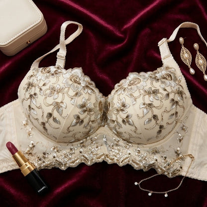 Elegance Embroidered Floral Lace Full Coverage Push - Up Bra - Arosha