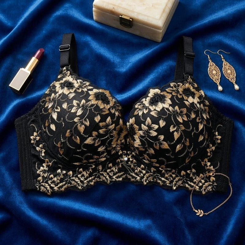 Elegance Embroidered Floral Lace Full Coverage Push - Up Bra - Arosha
