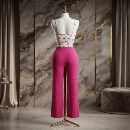 Floral Ribbed Cami Lounge Set - Wide Leg Pajama Co-ord - Arosha