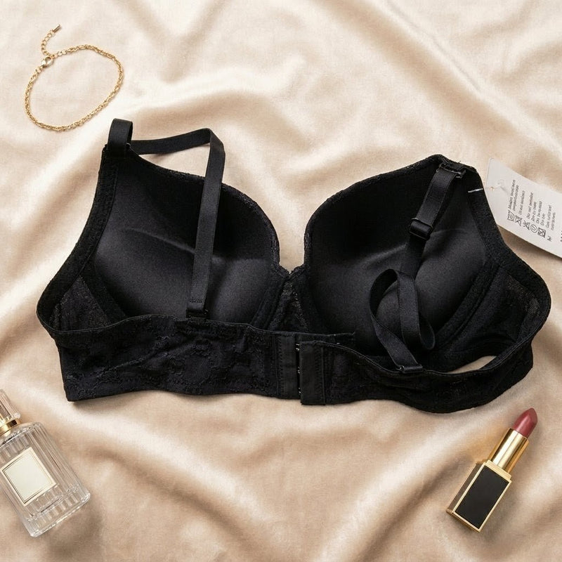 Heart - Embellished Jacquard Padded Lingerie Set - Arosha
