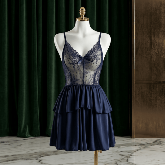 Lace Ruffle Babydoll Nightdress - Romantic Glam - Arosha