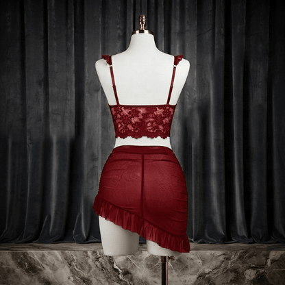 Lace Ruffle Skirt Set - Romantic Night - Arosha