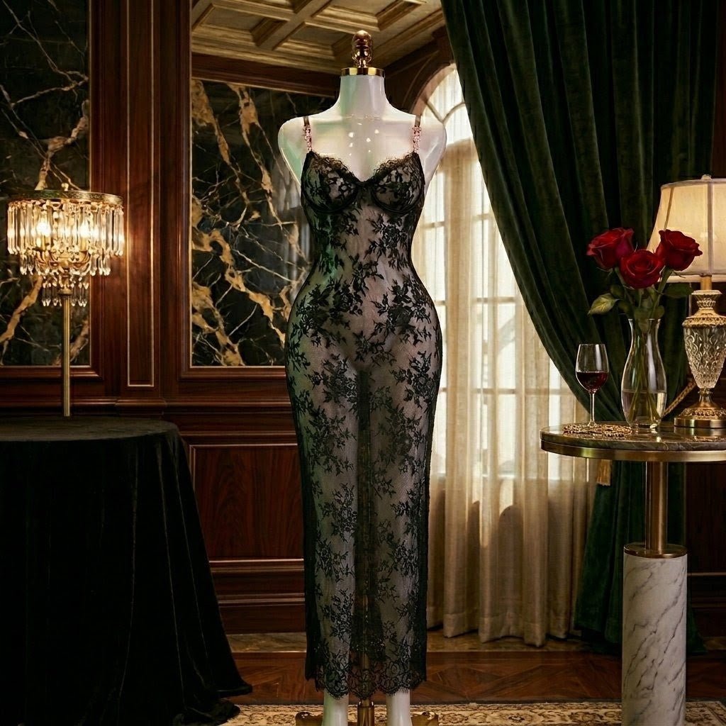 Midnight Signature Floral Lace Chemise - Arosha
