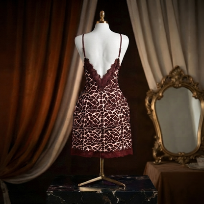 Animal Print Lace Nighty With Panty - Soft Silky Flowy Look