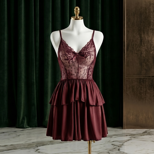 Lace Ruffle Babydoll Nightdress - Romantic Glam
