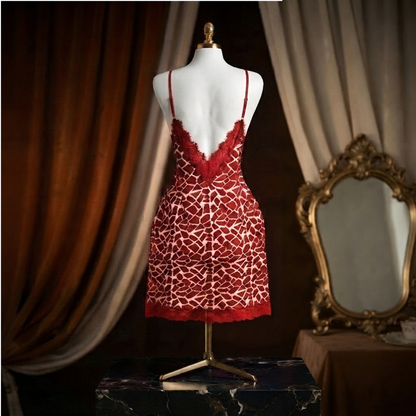 Animal Print Lace Nighty With Panty - Soft Silky Flowy Look