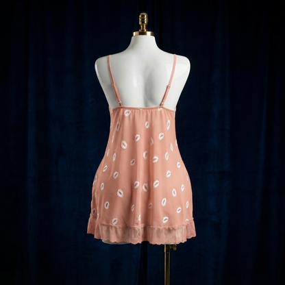 Kiss Print Lace Babydoll Nighty With G-String