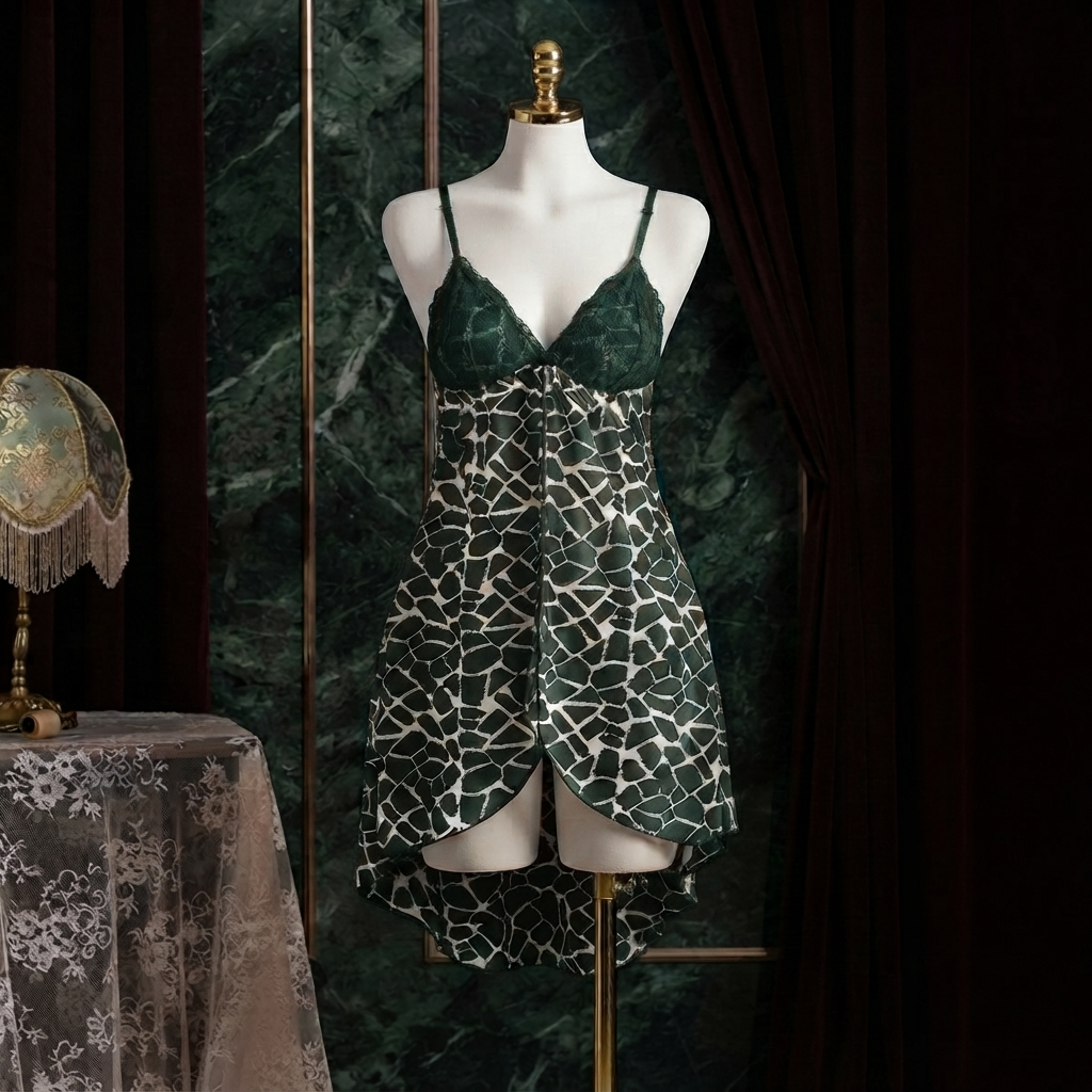Animal Lace Nighty - Flowy Front Open Look