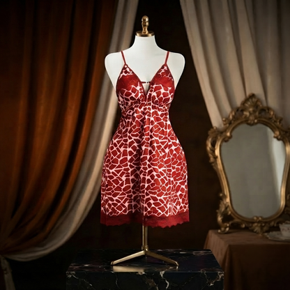 Animal Print Lace Nighty With Panty - Soft Silky Flowy Look