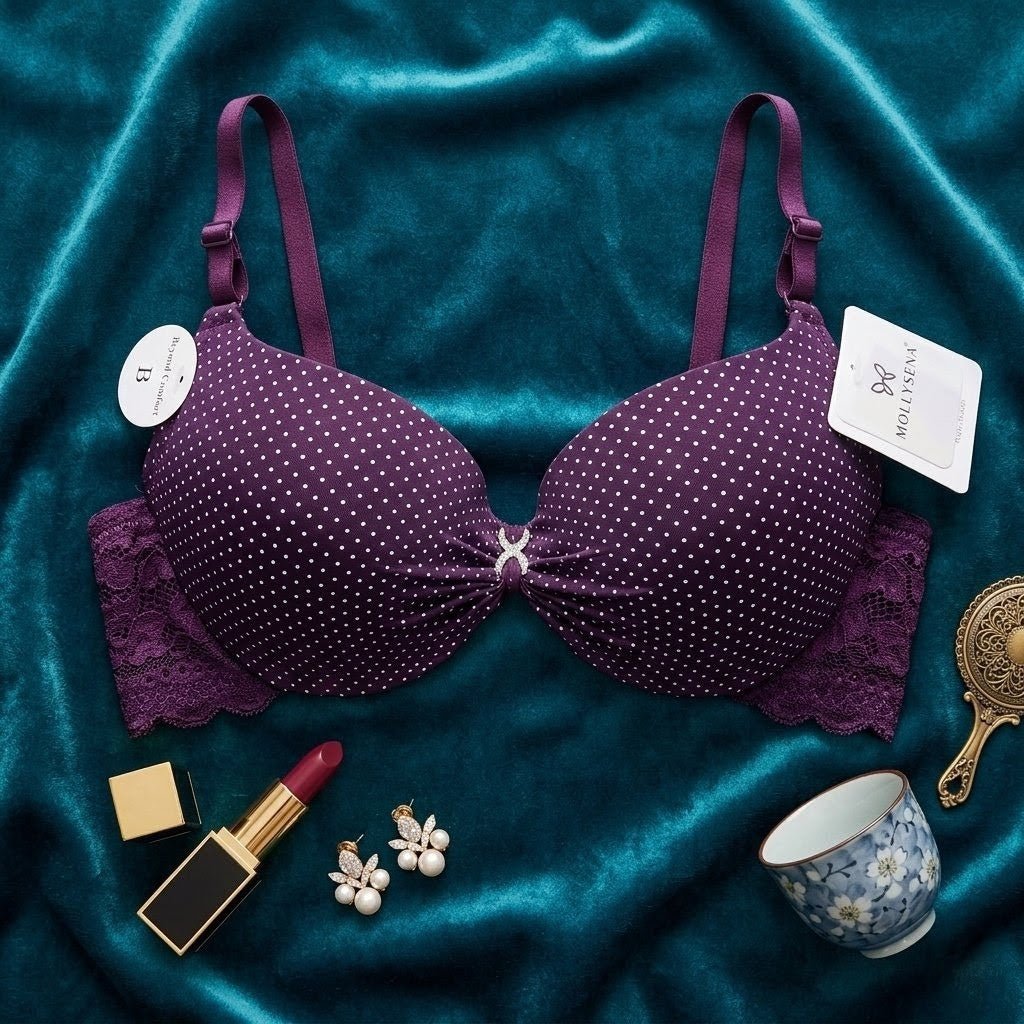 Rubis Polka Charm Balconette Bra Panty Set - Arosha