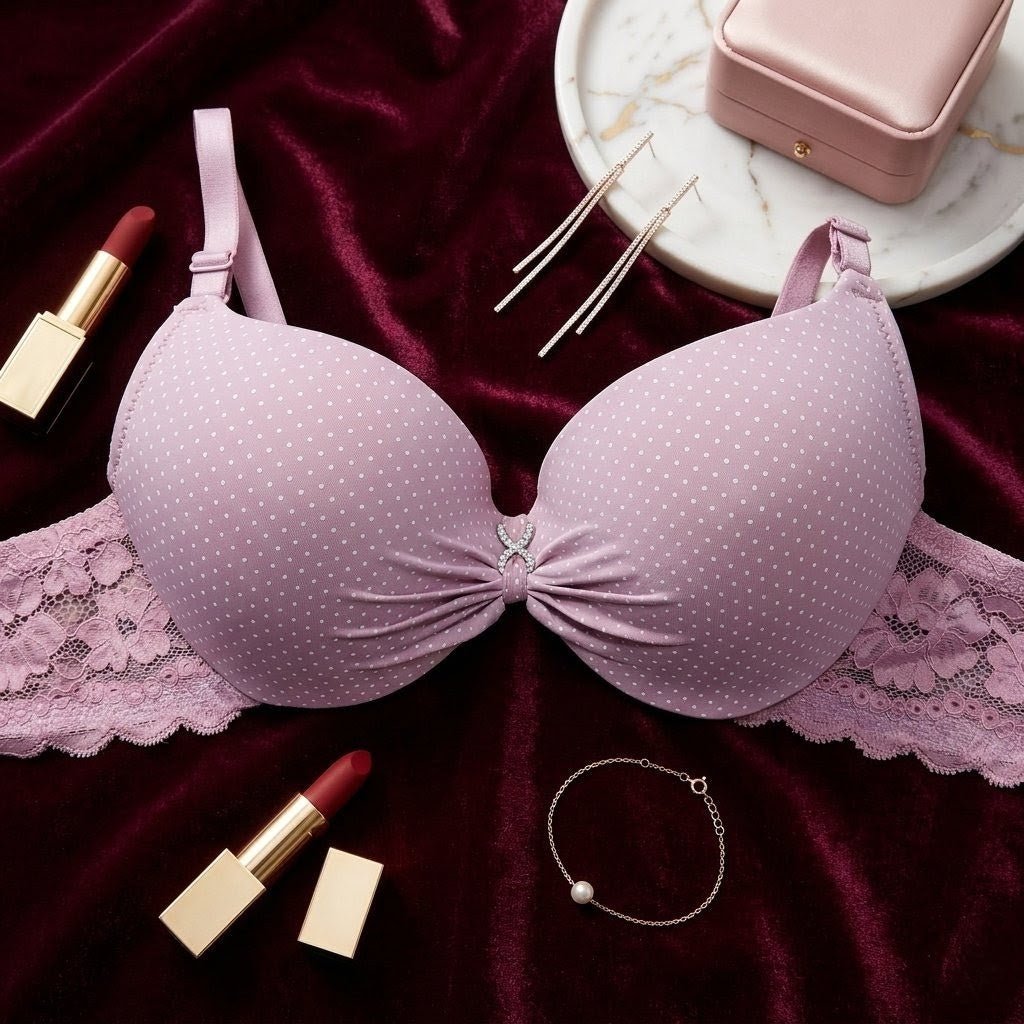 Rubis Polka Charm Balconette Bra Panty Set - Arosha