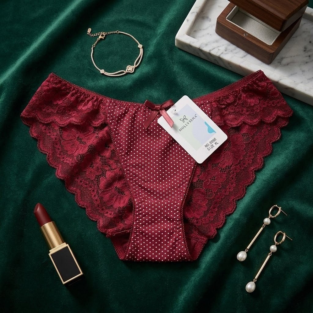 Rubis Polka Charm Balconette Bra Panty Set - Arosha
