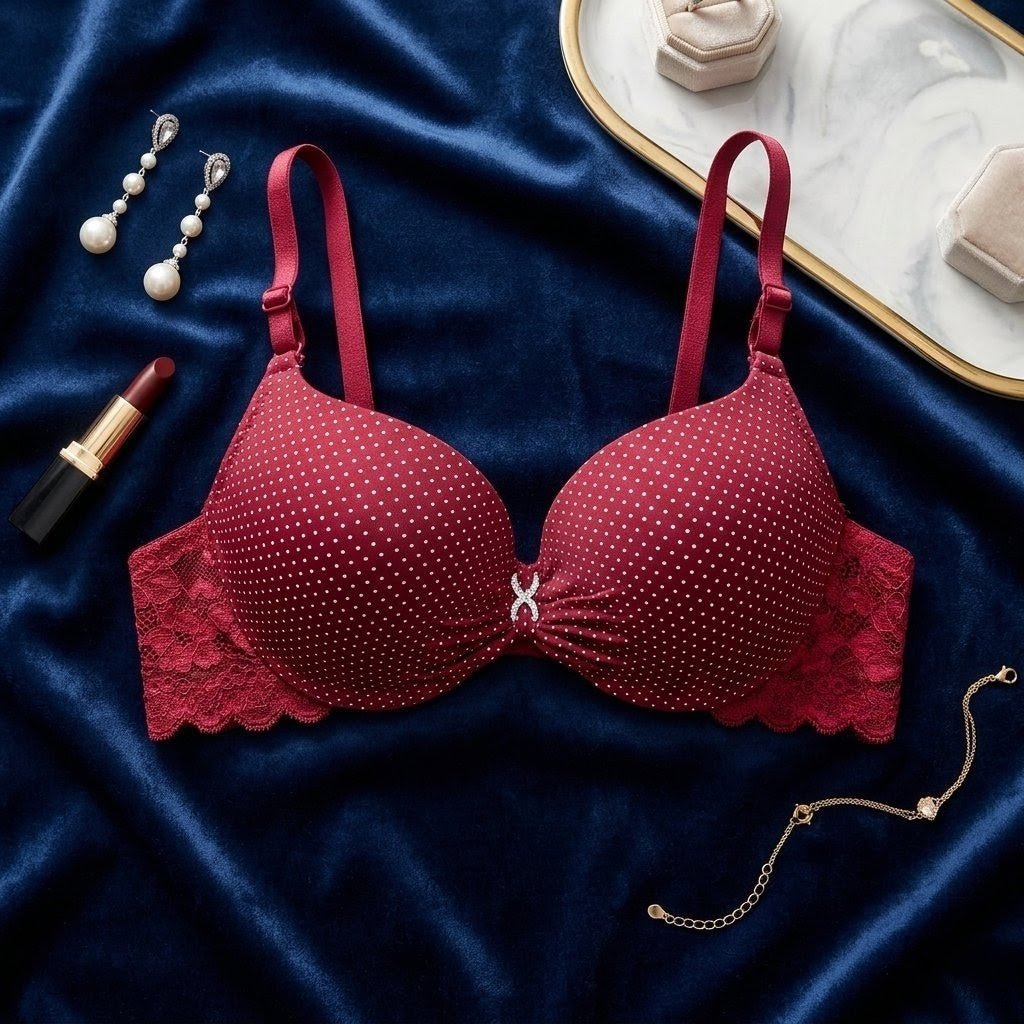 Rubis Polka Charm Balconette Bra Panty Set - Arosha