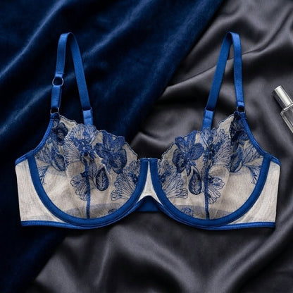 Signature Flora Embroidered Mesh Lingerie Set - Arosha